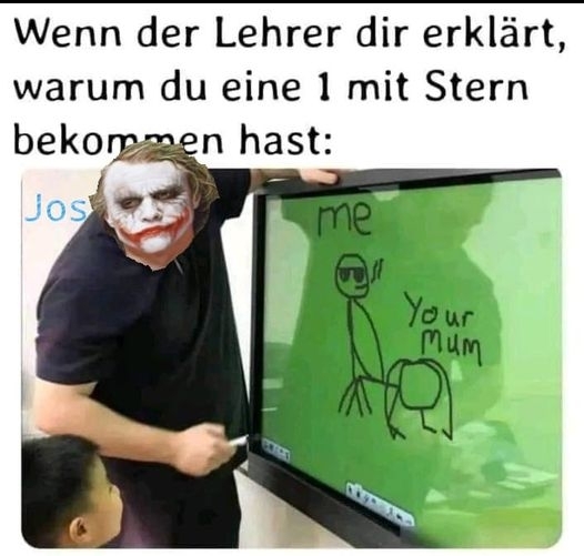 Wenn der Lehrer dir erklärt, warum du eine 1 mit Stern bekommen hast: me - your mum