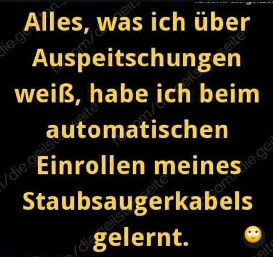 Alles, - was ich über Auspeitschungen weiß,
habe ich beim automatischen Einrollen 
meines Staubsaugerkabels gelernt.