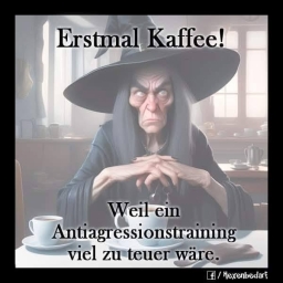 Erstmal Kaffee! - Weil ein Antiagressionstraining viel zu teuer wäre.